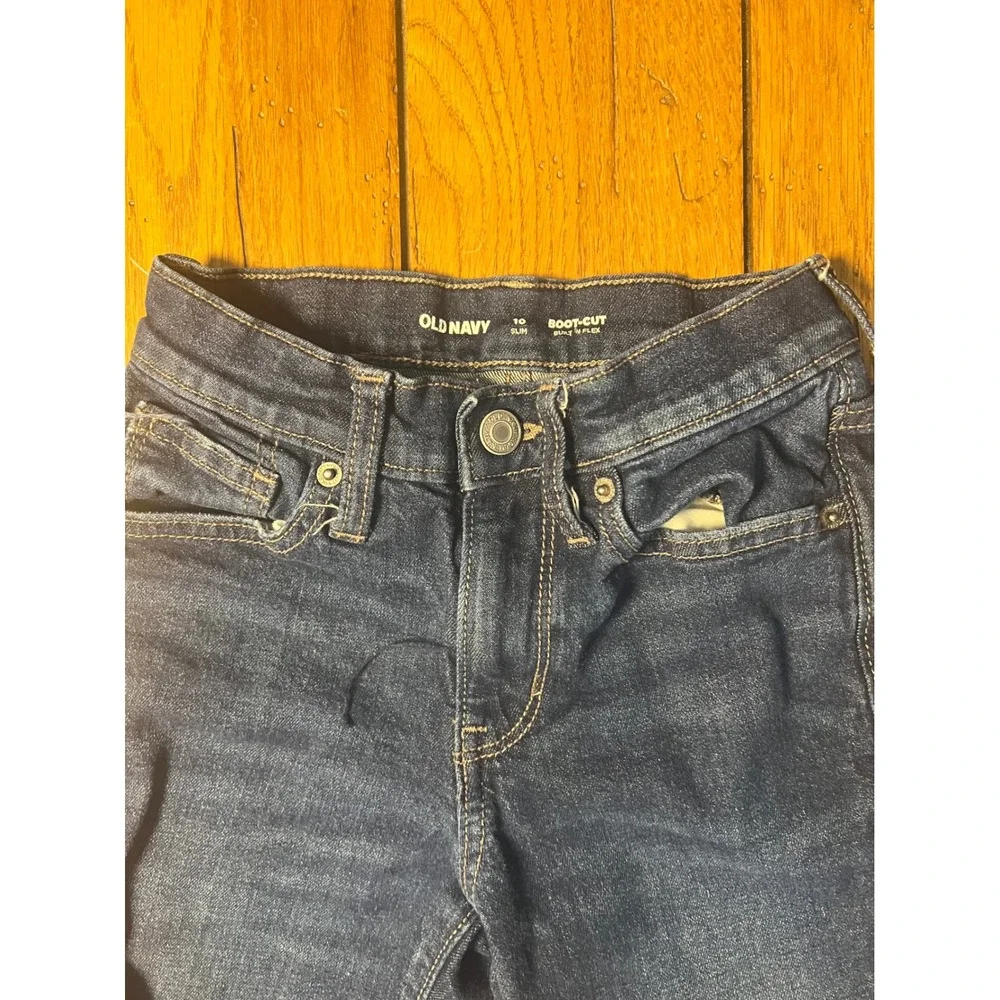 Old Navy Boys Slim Boot-Cut Jeans Dark Wash Built-In Flex Size 10 Slim